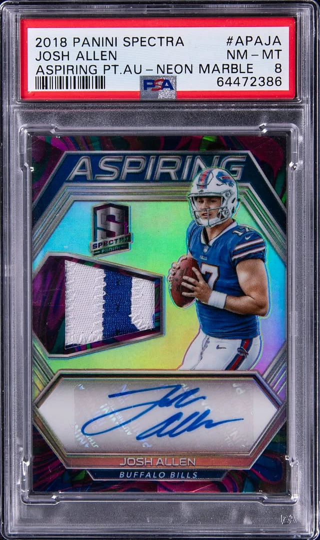 2018 Panini Spectra Josh Allen Aspiring Patch Autograph Neon Marble #APA-JA card image