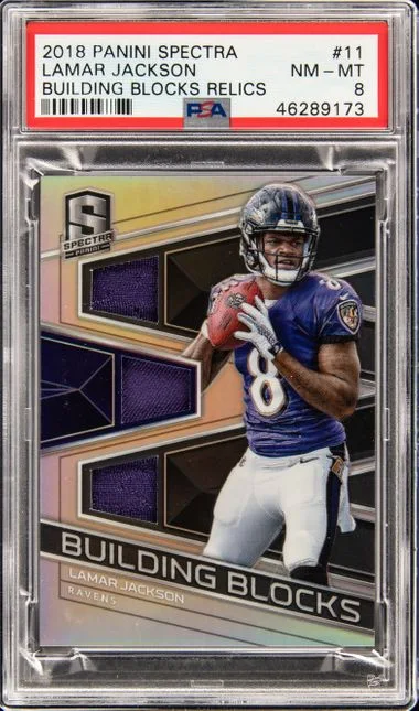 2018 Panini Spectra Lamar Jackson Building Blocks Relics #11 card image