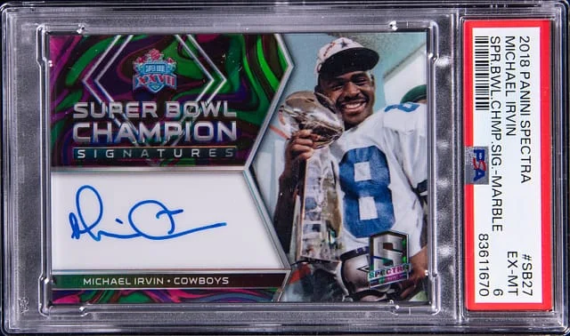 2018 Panini Spectra Michael Irvin Super Bowl Champion Signature Marble #SB27 card image