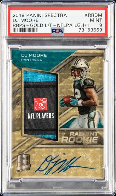 2018 Panini Spectra Radiant Patch Signatures Gold Laundry #no-number card image