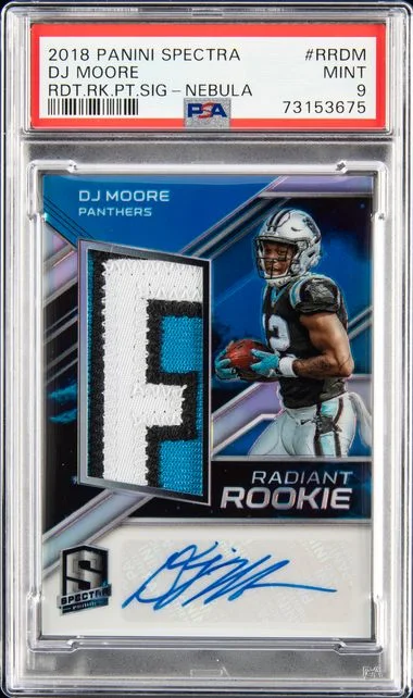2018 Panini Spectra Radiant Patch Signatures Nebula Rrdm Dj Moore #no-number card image