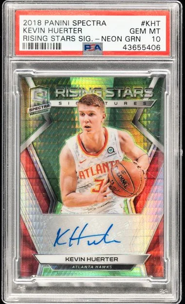 2018 Panini Spectra Rising Stars Signatures Neon Green Kht Kevin Huerter #no-number card image