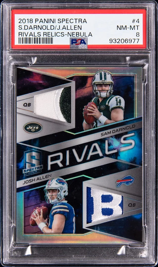 2018 Panini Spectra Sam Darnold/Josh Allen Rivals Relics Nebula #4 card image