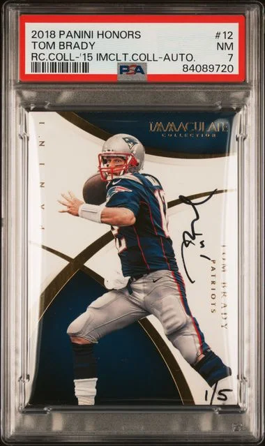 2018 Panini Tom Brady Honors Recollection Collection 2015 Immaculate Collection-Autograph #12 card image