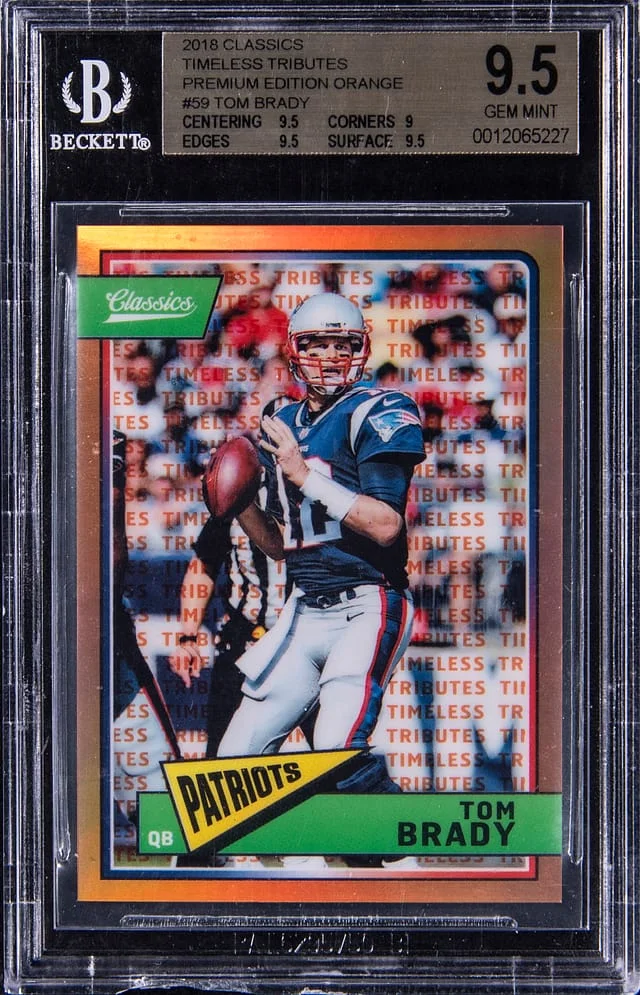 2018 Panini Tom Brady Classics Timeless Tributes Premium Edition Orange #59 card image