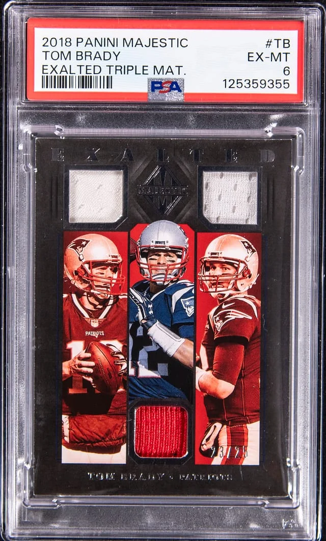 2018 Panini Tom Brady Majestic Exalted Triple Material #ETM-TB card image