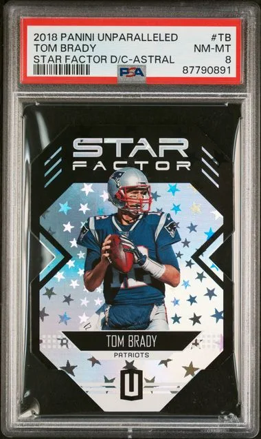 2018 Panini Tom Brady Unparalleled Star Factor Die-Cut Astral #TB card image