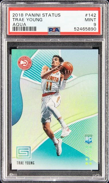 2018 Panini Trae Young Status Aqua #142 card image