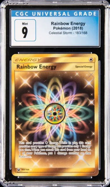 2018 Pokemon Celestial Storm Secret Rare Rainbow Energy #283 card image