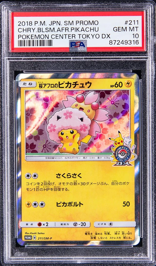 2018 Pokemon Japanese Promo Pokemon Center Tokyo DX Cherry Blossom Afro Pikachu #211 card image