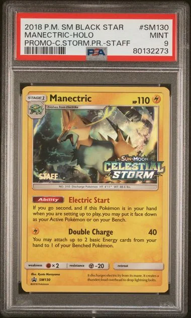 2018 Pokemon Sm Black Star Promo Celestial Storm Prerelease-Staff Manectric-Holo #Sm130 card image