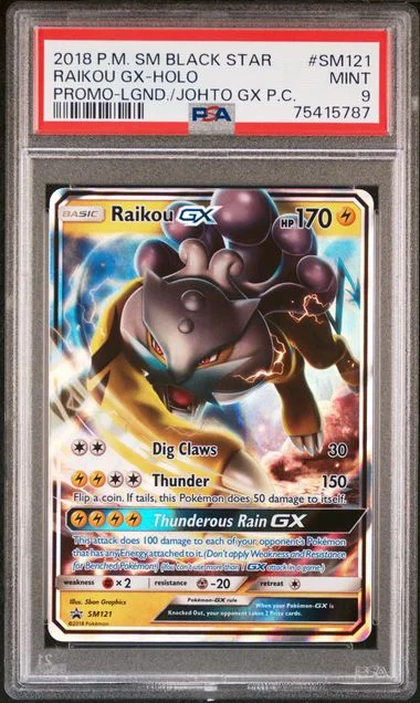 2018 Pokemon SM Black Star Promo Legends Of Johto GX Premium Collection Rare Holofoil Raikou GX #SM121 card image