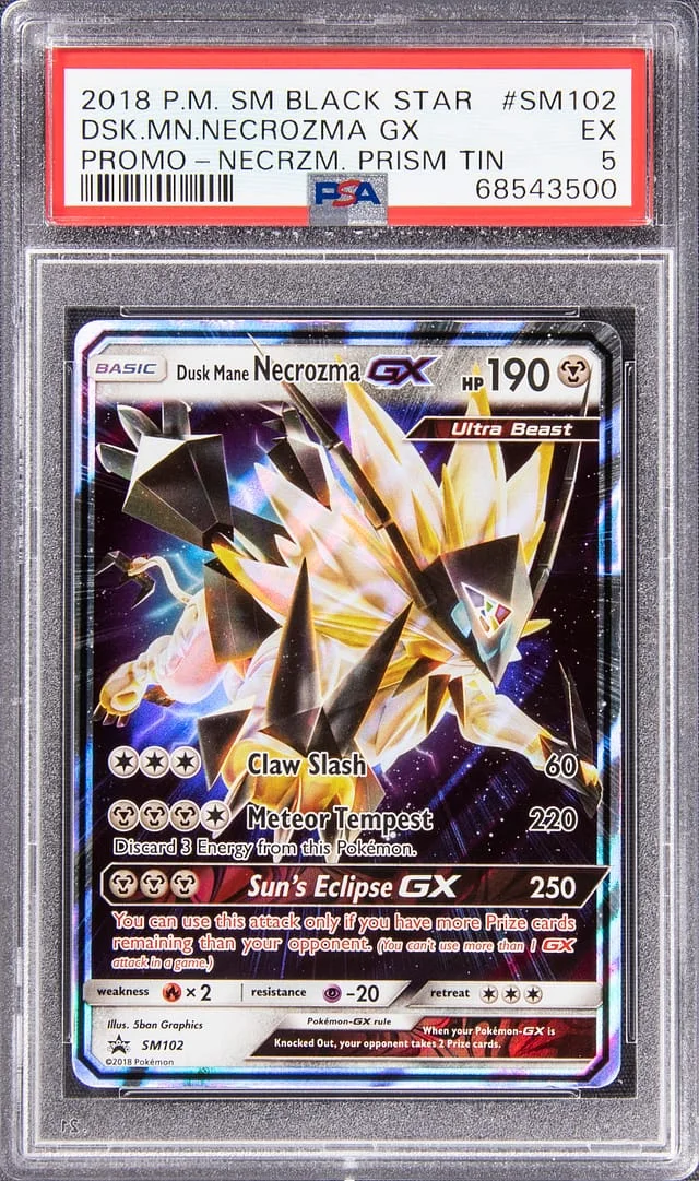 2018 Pokemon SM Black Star Promo Necrozma Prism Tin Dusk Mane Necrozma GX #SM102 card image