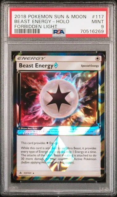2018 Pokemon Sun and Moon Forbidden Light Holofoil Beast Energy #117 card image
