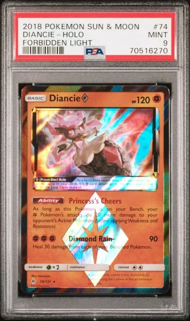 2018 Pokemon Sun and Moon Forbidden Light Holofoil Diancie #74 card image