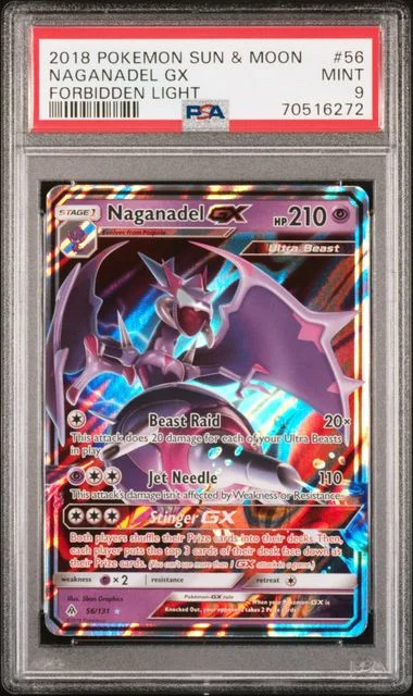 2018 Pokemon Sun and Moon Forbidden Light Naganadel GX #56 card image