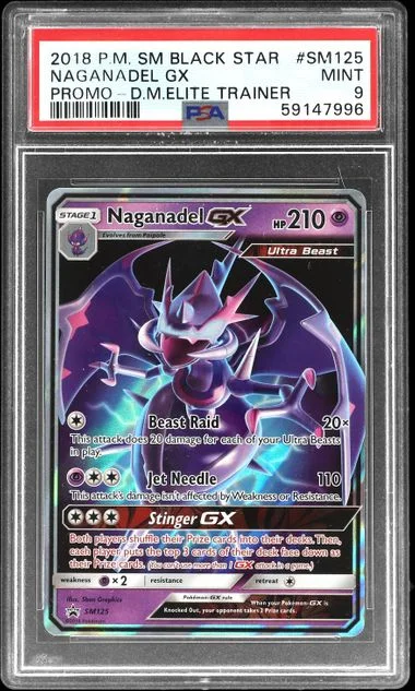 2018 Pokemon Sun & Moon Black Star Promo Dragon Majesty Elite Trainer Naganadel GX #SM125 card image