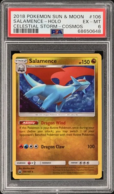 2018 Pokemon Sun & Moon Celestial Storm Cosmos Salamence-Holo #106 card image