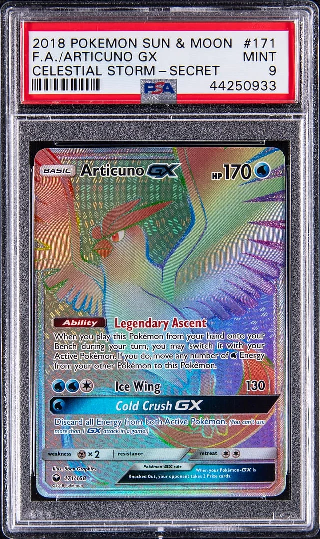 2018 Pokemon Sun & Moon Celestial Storm Secret Articuno GX Full Art #171 card image