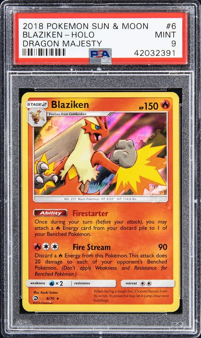 2018 Pokemon Sun & Moon Dragon Majesty Rare Holofoil Blaziken #6 card image