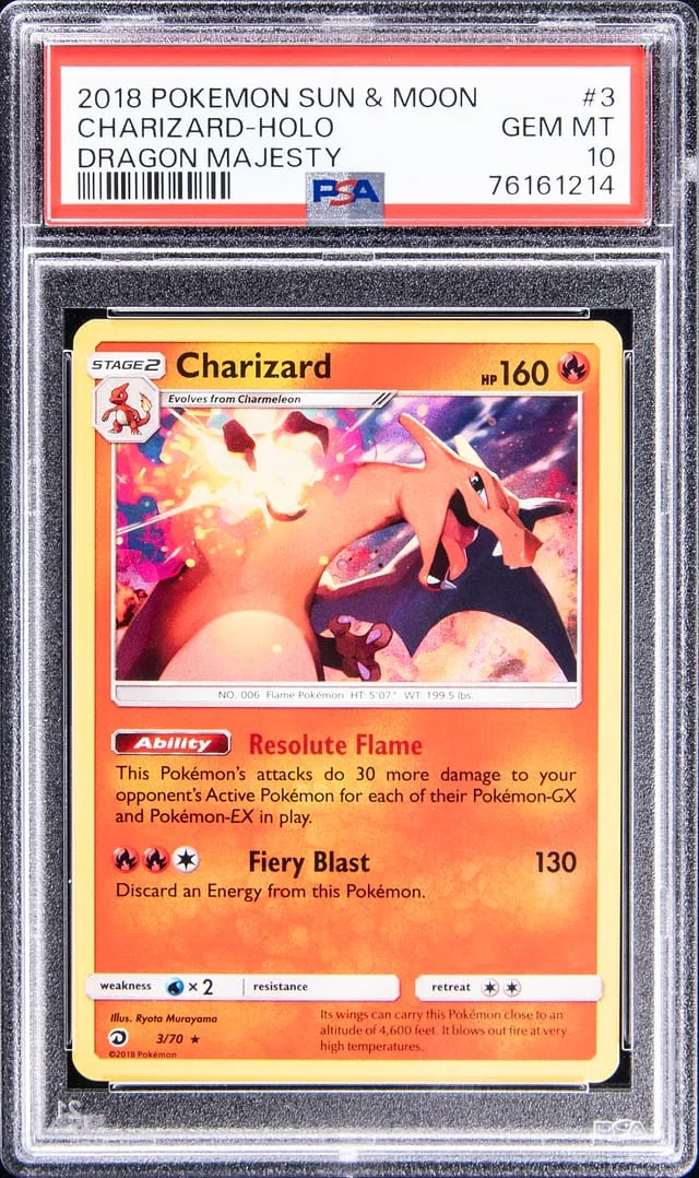 2018 Pokemon Sun & Moon Dragon Majesty Rare Holofoil Charizard #3 card image