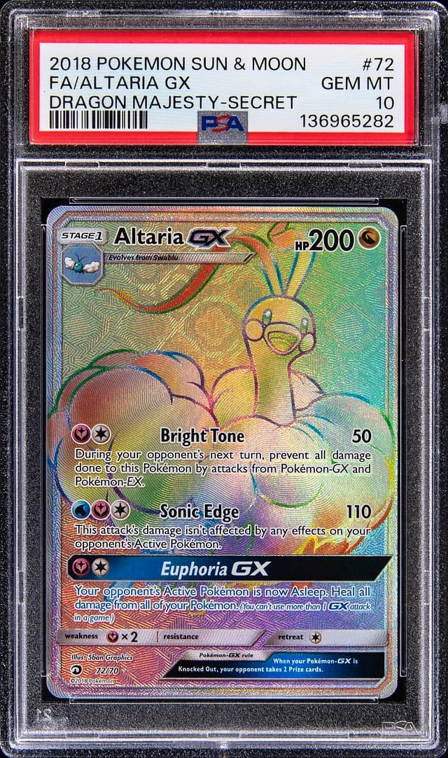 2018 Pokemon Sun & Moon Dragon Majesty Secret Full Art Altaria GX #72 card image