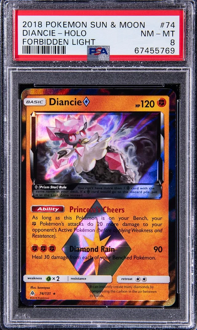 2018 Pokemon Sun & Moon Forbidden Light Rare Holofoil Diancie #74 card image