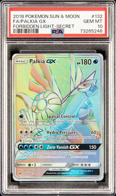 2018 Pokemon Sun & Moon Forbidden Light Secret Full Art Secret Rare Holofoil Palkia Gx #132 card image