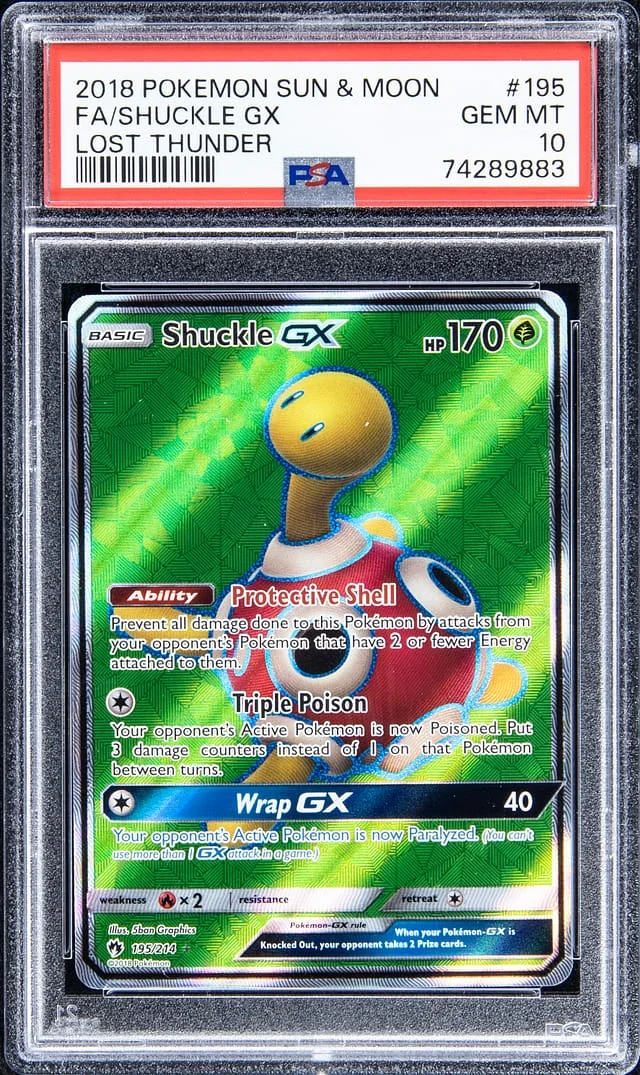 2018 Pokemon Sun & Moon Full Art Lost Thunder Shuckle GX #195 card image