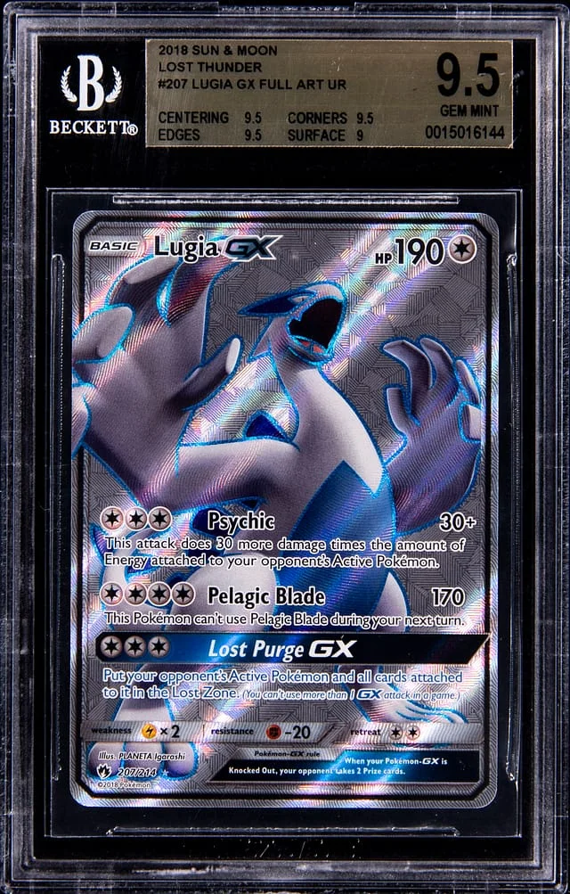 2018 Pokemon Sun & Moon Lost Thunder Full Art Lugia GX #207 card image