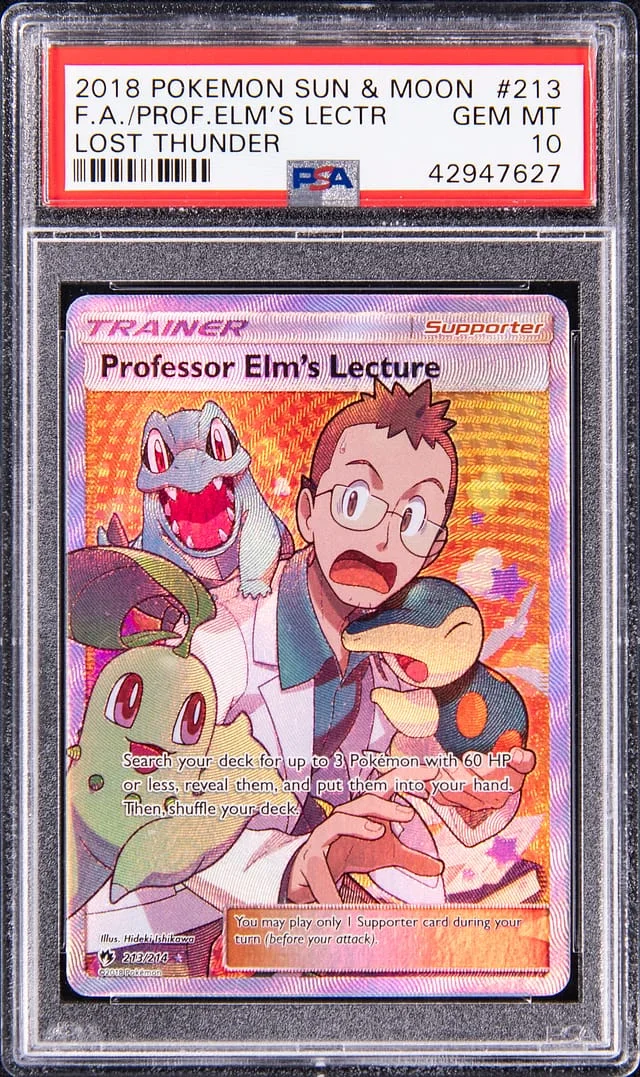 2018 Pokemon Sun & Moon Lost Thunder Full Art Professor Elm's Lecture #213 card image