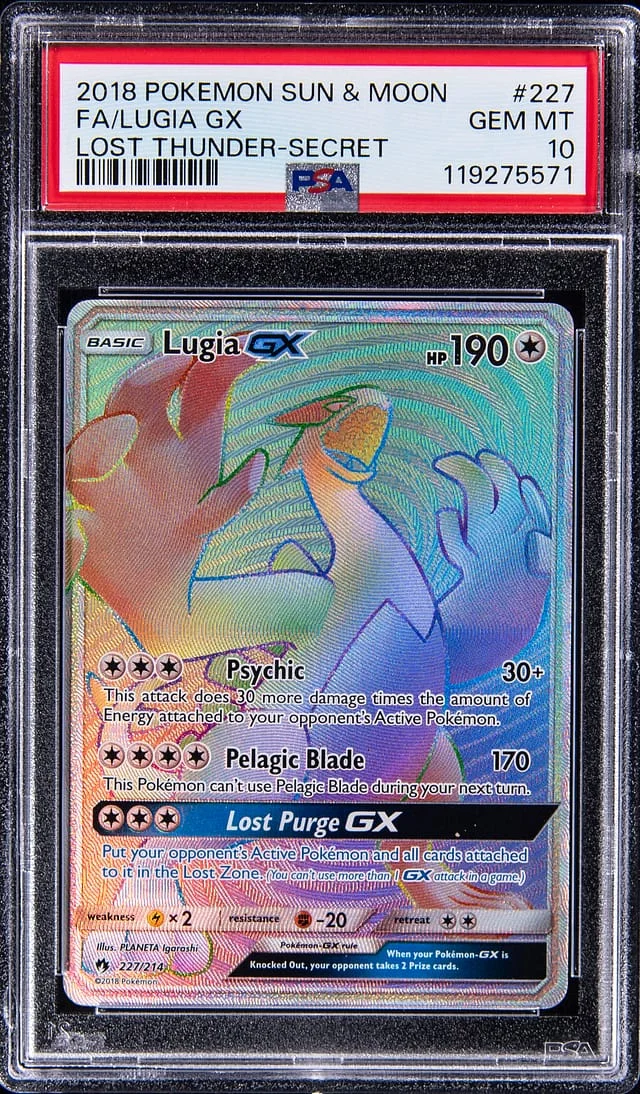2018 Pokemon Sun & Moon Lost Thunder Secret Full Art Lugia GX #227 card image