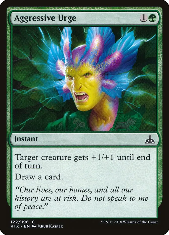 2018 Rivals of Ixalan Aggressive Urge common #122 unlisted card image