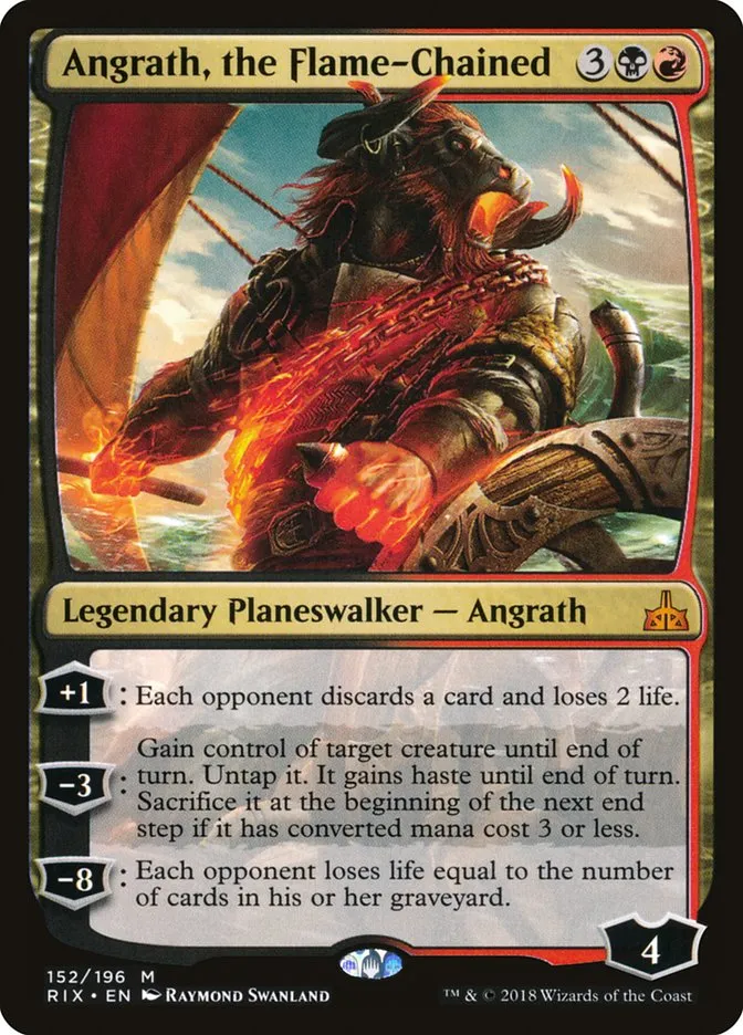 2018 Rivals of Ixalan Angrath, the Flame-Chained mythic #152 unlisted card image