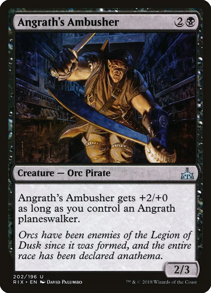 2018 Rivals of Ixalan Angrath's Ambusher uncommon #202 unlisted card image