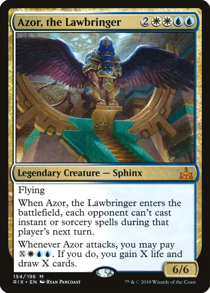2018 Rivals of Ixalan Azor, the Lawbringer mythic #154 unlisted card image