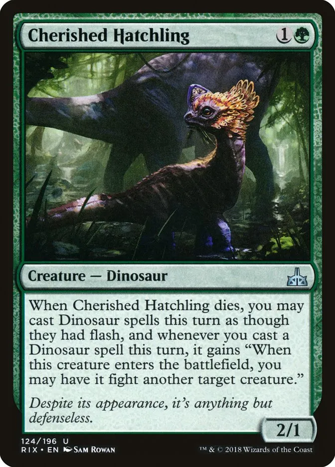 2018 Rivals of Ixalan Cherished Hatchling uncommon #124 unlisted card image