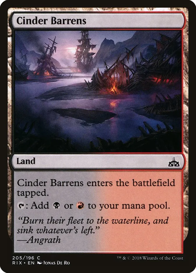 2018 Rivals of Ixalan Cinder Barrens common #205 unlisted card image