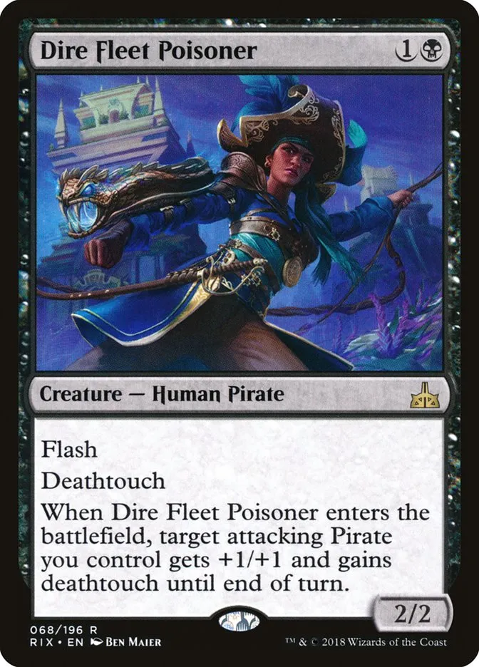 2018 Rivals of Ixalan Dire Fleet Poisoner rare #68 unlisted card image