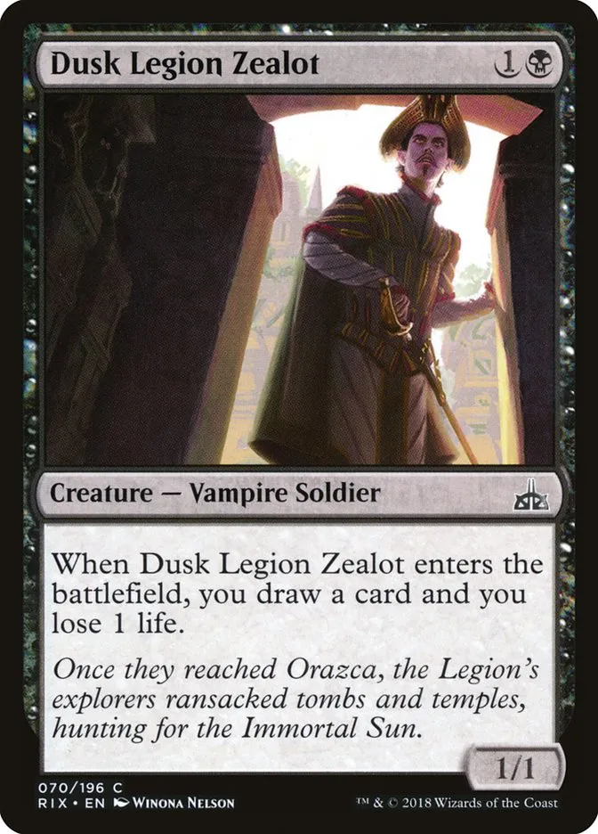 2018 Rivals of Ixalan Dusk Legion Zealot common #70 unlisted card image