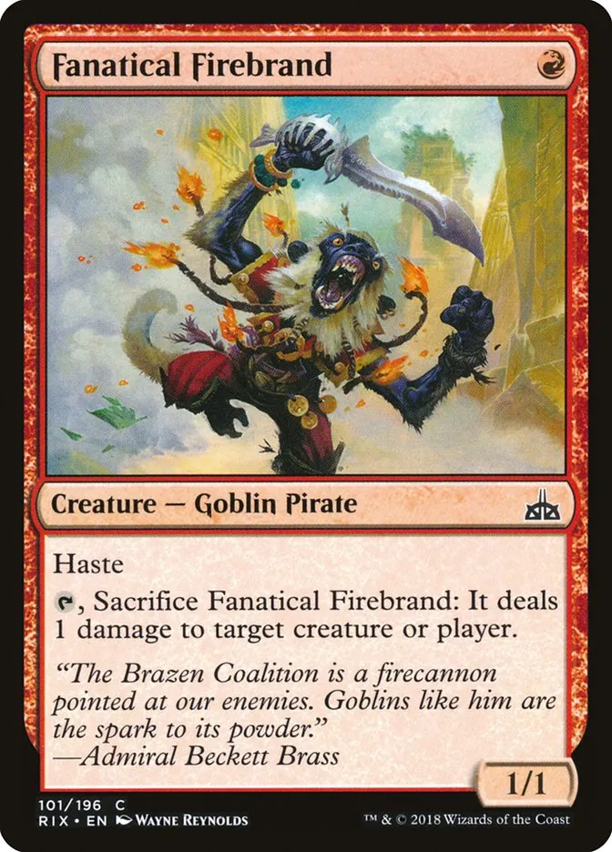 2018 Rivals of Ixalan Fanatical Firebrand common #101 unlisted card image