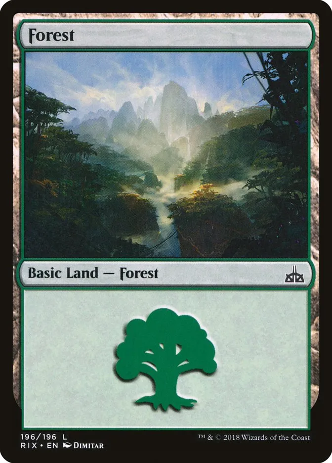 2018 Rivals of Ixalan Forest common #196 unlisted card image