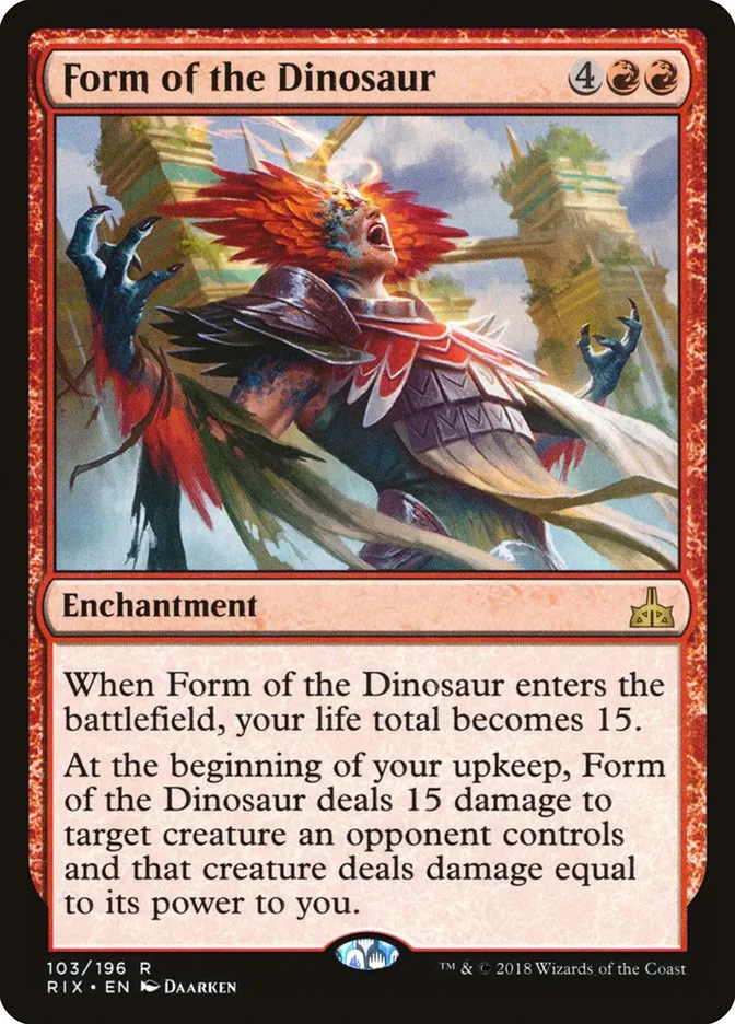 2018 Rivals of Ixalan Form of the Dinosaur rare #103 unlisted card image