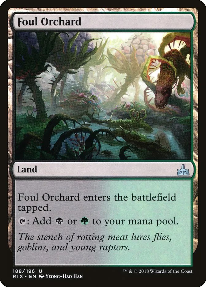 2018 Rivals of Ixalan Foul Orchard uncommon #188 unlisted card image