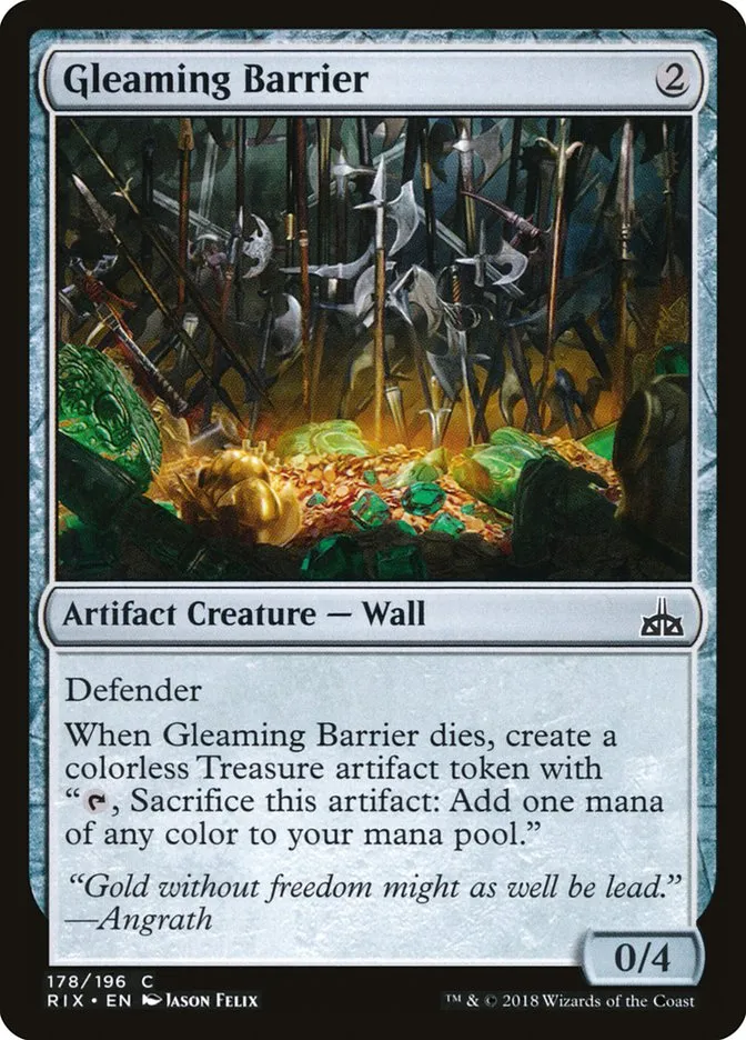 2018 Rivals of Ixalan Gleaming Barrier common #178 unlisted card image