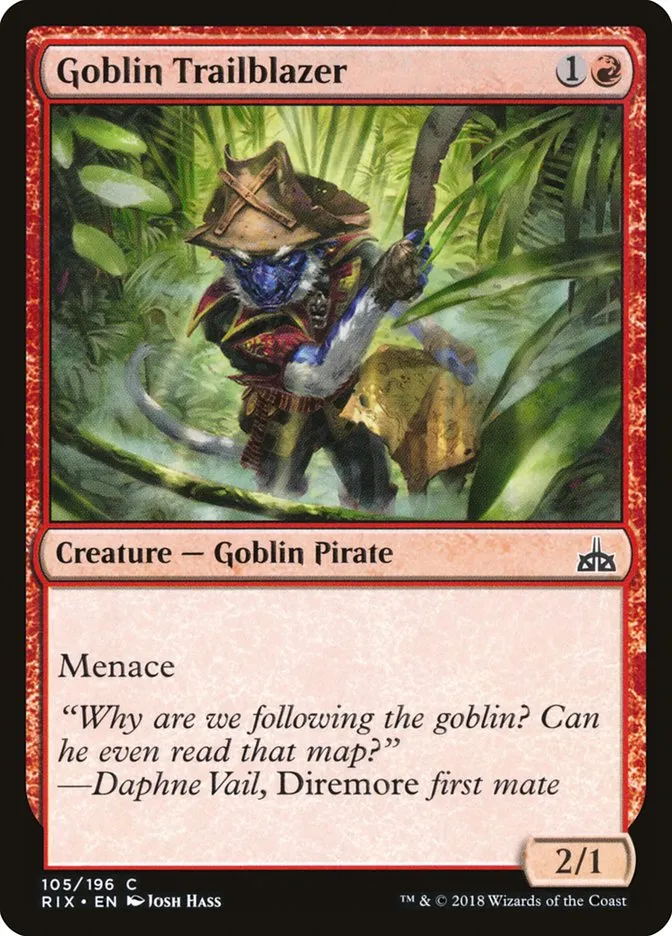 2018 Rivals of Ixalan Goblin Trailblazer common #105 unlisted card image