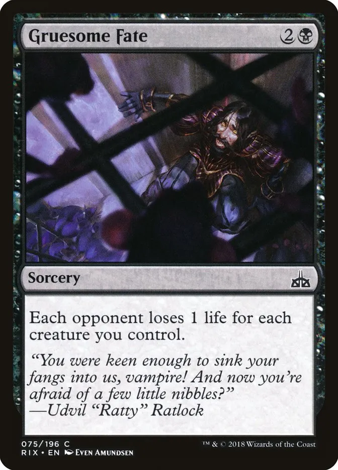 2018 Rivals of Ixalan Gruesome Fate common #75 unlisted card image