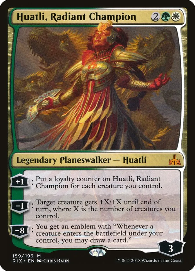 2018 Rivals of Ixalan Huatli, Radiant Champion mythic #159 unlisted card image