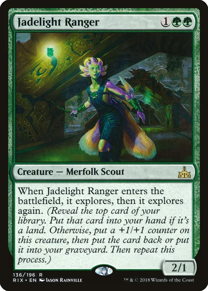 2018 Rivals of Ixalan Jadelight Ranger rare #136 unlisted card image