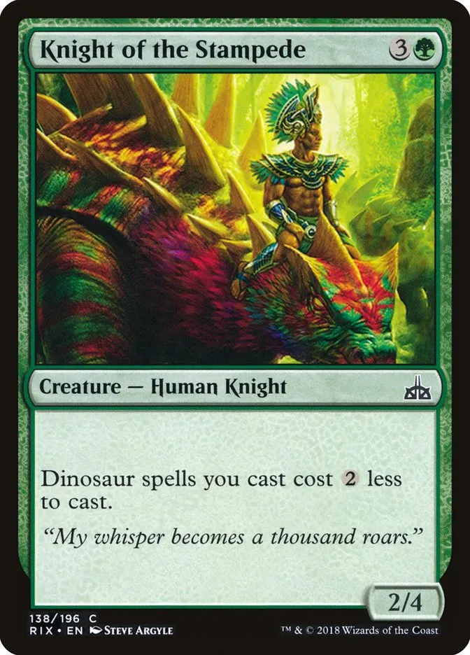 2018 Rivals of Ixalan Knight of the Stampede common #138 unlisted card image